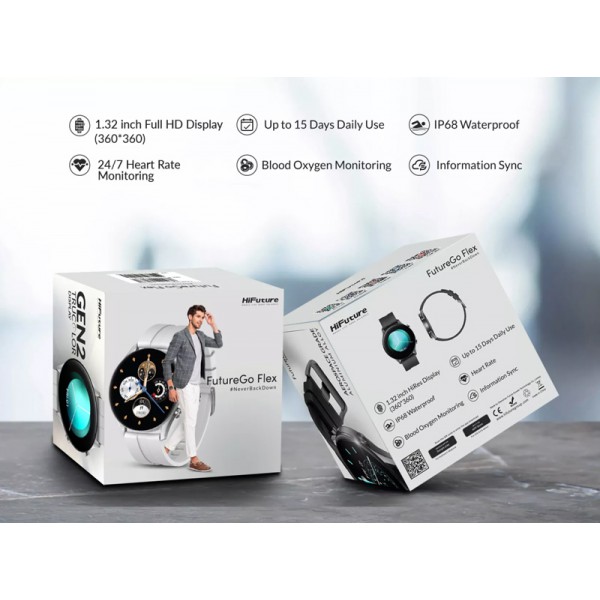 HIFUTURE smartwatch FutureGo Flex, 1.32", IP68, heart rate, μαύρο