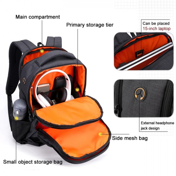 GOLDEN WOLF τσάντα πλάτης GB00370, με θήκη laptop 15.6", 25L, μαύρη GOLDEN WOLF τσάντα πλάτης GB00370, με θήκη laptop 15.6", 25L, μαύρη