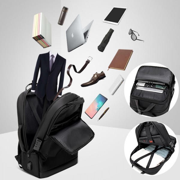 GOLDEN WOLF τσάντα πλάτης GB00397, με θήκη laptop 15.6", 22-29L, γκρι