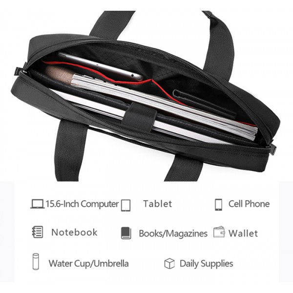 GOLDEN WOLF τσάντα ώμου GW00012, με θήκη laptop 15.6", 12L, μαύρη