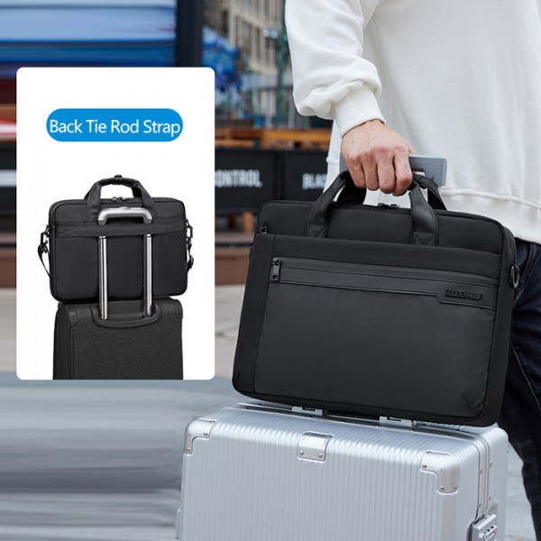 GOLDEN WOLF τσάντα ώμου GW00012, με θήκη laptop 15.6", 12L, μαύρη