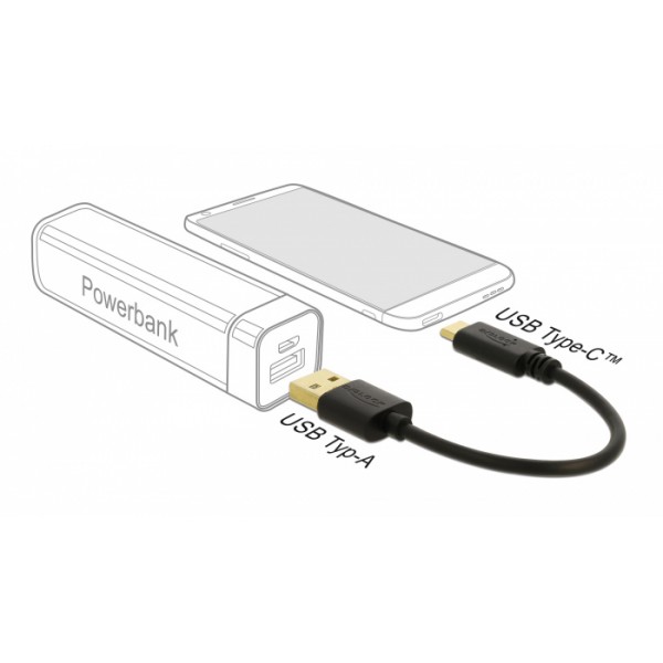 DELOCK καλώδιο USB σε USB Type-C 85354, 3A, 22AWG, 0.15m, μαύρο DELOCK καλώδιο USB σε USB Type-C 85354, 3A, 22AWG, 0.15m, μαύρο