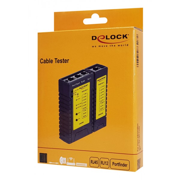 DELOCK tester καλωδίων 86407, λειτουργία εύρεσης θύρας, RJ45/RJ12, μαύρο DELOCK tester καλωδίων 86407, λειτουργία εύρεσης θύρας, RJ45/RJ12, μαύρο