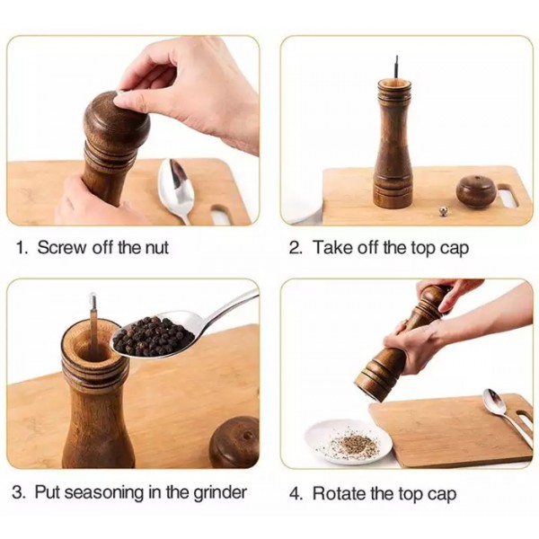 Μύλος πιπεριού CYF-1028, 20 x 5.5cm, ξύλινος