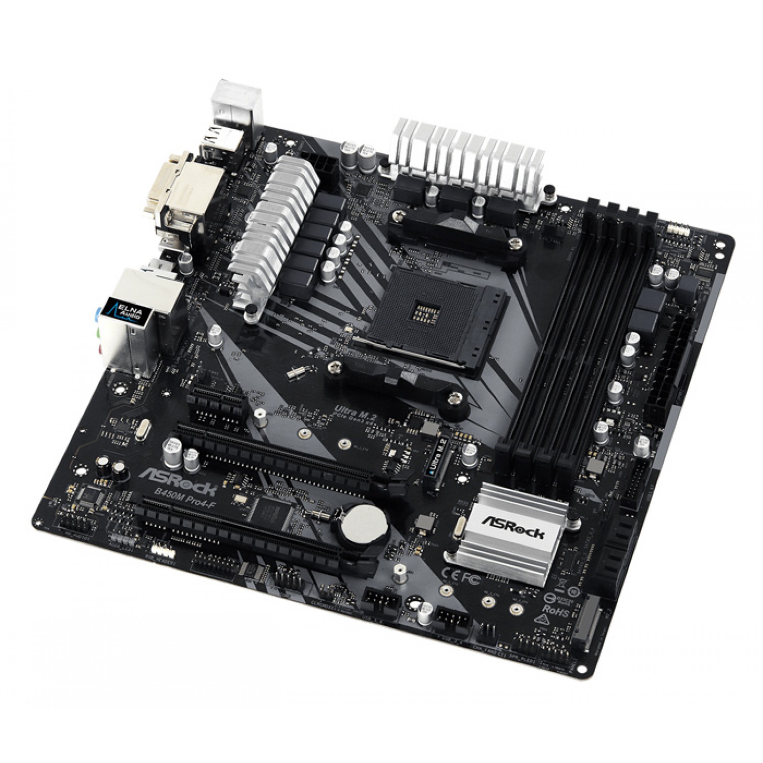 ASROCK μητρική B450M PRO4-F R2.0, 2x DDR4, AM4, USB 3.2, mATX