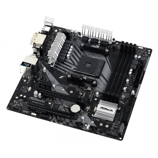 ASROCK μητρική B450M PRO4-F R2.0, 2x DDR4, AM4, USB 3.2, mATX