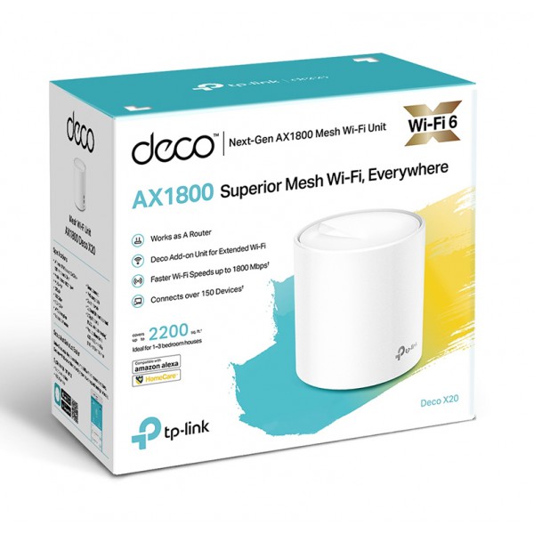 TP-LINK access point Deco X20, mesh WiFi 6, AX1800, Dual Band, Ver. 2.0 TP-LINK access point Deco X20, mesh WiFi 6, AX1800, Dual Band, Ver. 2.0