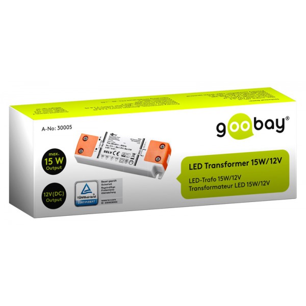 GOOBAY μετασχηματιστής LED 30005, 12V, 15W, IP20 GOOBAY μετασχηματιστής LED 30005, 12V, 15W, IP20