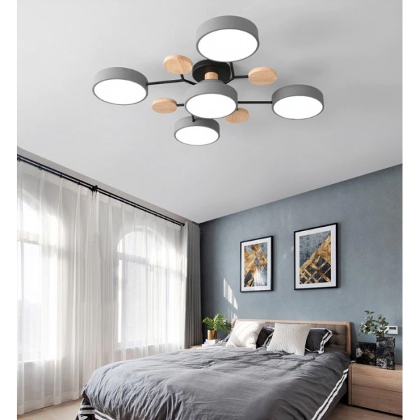 POWERTECH LED φωτιστικό οροφής HLL-0045, 60W, 4000K, 5x Φ18cm, γκρι