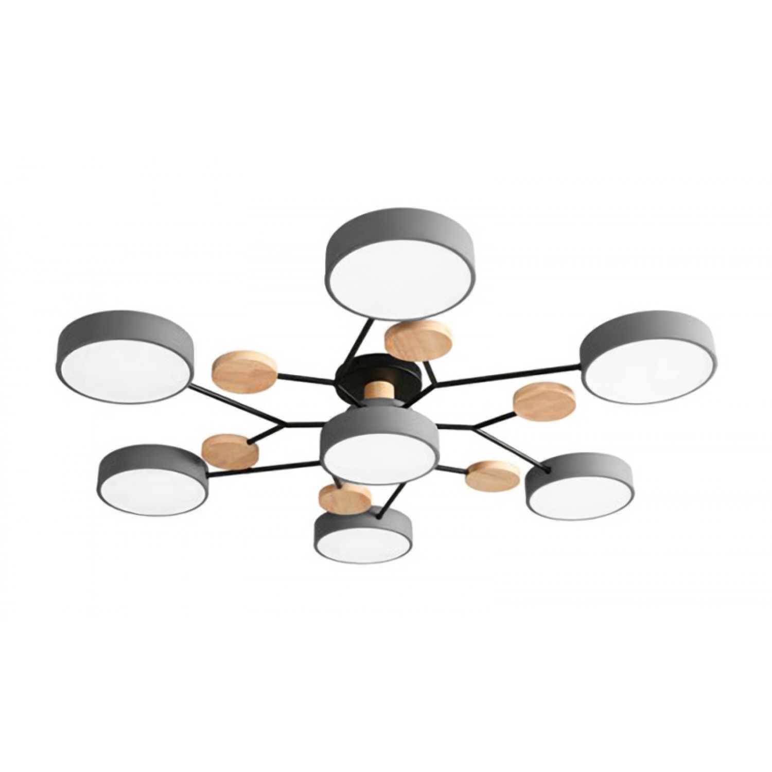 POWERTECH LED φωτιστικό οροφής HLL-0047, 84W, 6700lm, 7x Φ18cm, γκρι