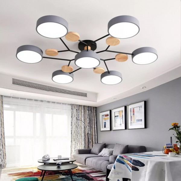 POWERTECH LED φωτιστικό οροφής HLL-0047, 84W, 6700lm, 7x Φ18cm, γκρι