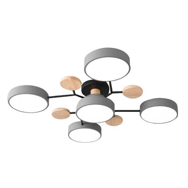 POWERTECH LED φωτιστικό οροφής HLL-0045, 60W, 4000K, 5x Φ18cm, γκρι