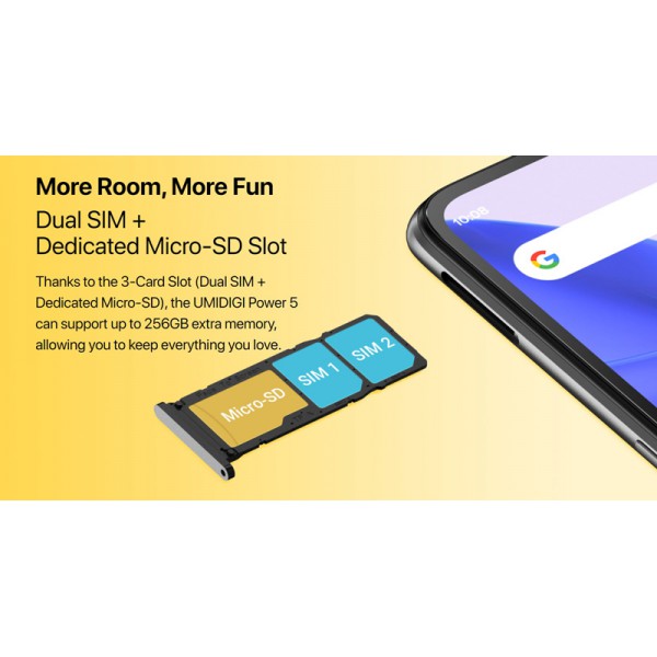 UMIDIGI smartphone Power 5, 6.53", 3/64GB, Android 11, 6150 mAh, μπλε