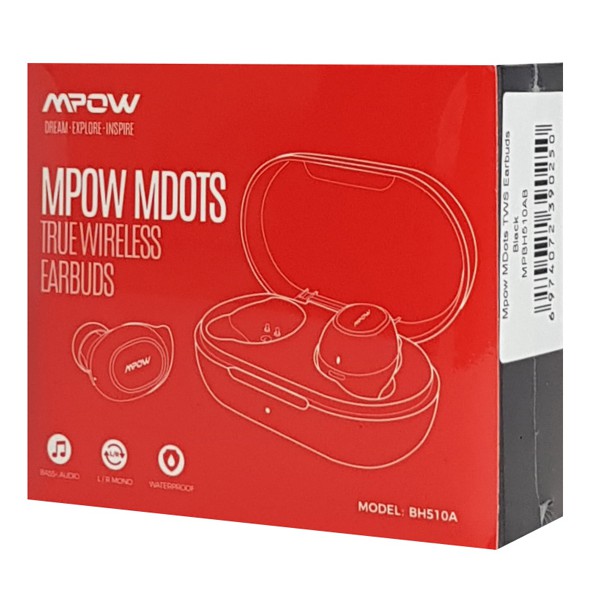 MPOW earphones με θήκη φόρτισης Mdots BH510A, True Wireless, μαύρα MPOW earphones με θήκη φόρτισης Mdots BH510A, True Wireless, μαύρα