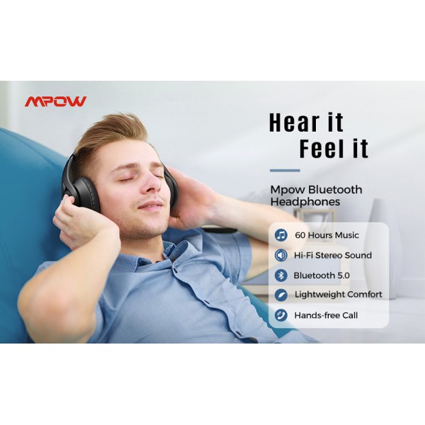 MPOW headphones 059 Lite BH451B, wireless & wired, BT 5.0, μαύρα MPOW headphones 059 Lite BH451B, wireless & wired, BT 5.0, μαύρα