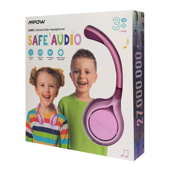MPOW headphones για παιδιά CHE1 BH385A, noise limit, 3.5mm, ροζ MPOW headphones για παιδιά CHE1 BH385A, noise limit, 3.5mm, ροζ