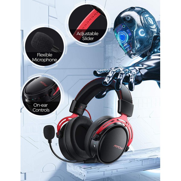 MPOW gaming headset Air 2.4GHz, wireless & wired, mic, μαύρο-κόκκινο MPOW gaming headset Air 2.4GHz, wireless & wired, mic, μαύρο-κόκκινο