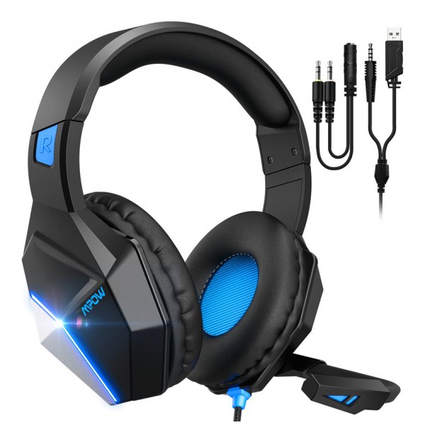 MPOW gaming headset BMBH414ADSD LED, multiplatform, 3.5mm, μαύρο-μπλε MPOW gaming headset BMBH414ADSD LED, multiplatform, 3.5mm, μαύρο-μπλε