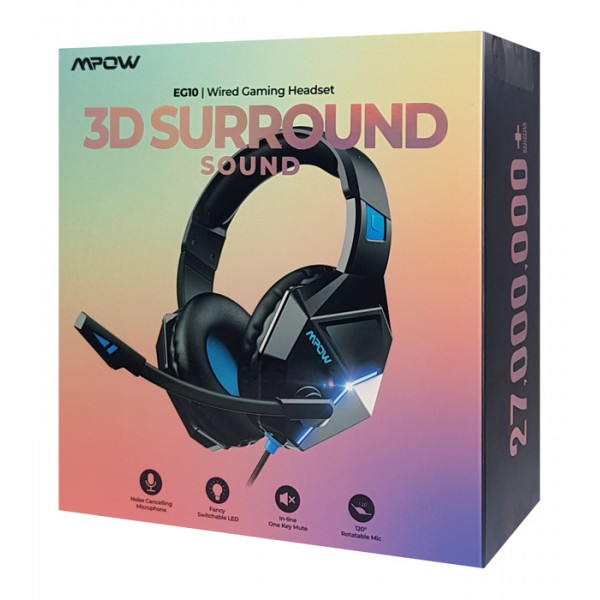 MPOW gaming headset BMBH414ADSD LED, multiplatform, 3.5mm, μαύρο-μπλε MPOW gaming headset BMBH414ADSD LED, multiplatform, 3.5mm, μαύρο-μπλε