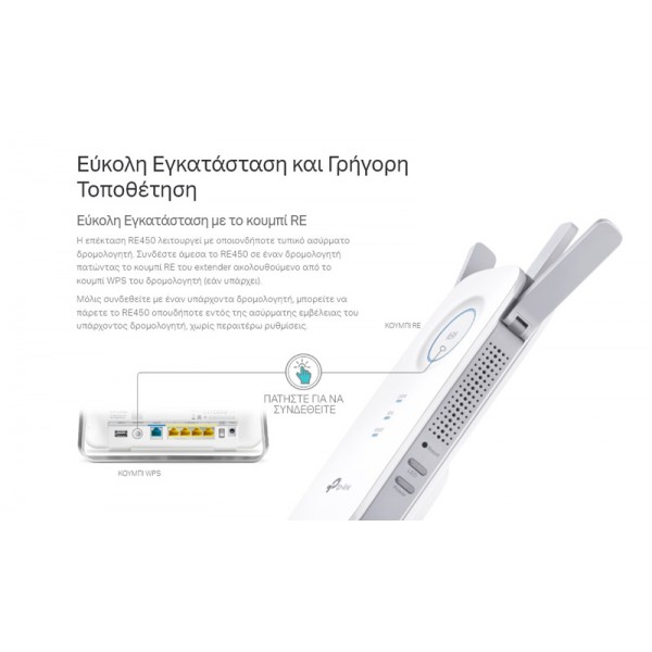 TP-LINK WiFi range extender RE450, dual-band, AC1750, Ver. 3.0 TP-LINK WiFi range extender RE450, dual-band, AC1750, Ver. 3.0