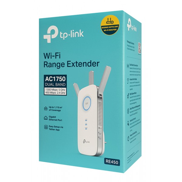 TP-LINK WiFi range extender RE450, dual-band, AC1750, Ver. 3.0 TP-LINK WiFi range extender RE450, dual-band, AC1750, Ver. 3.0
