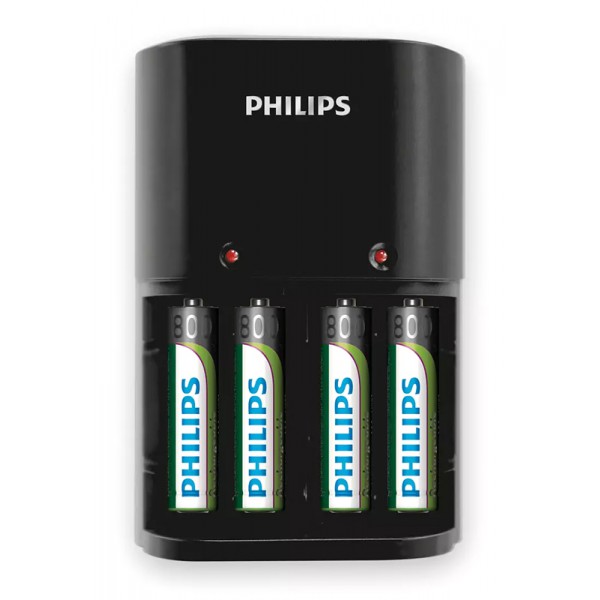 PHILIPS φορτιστής μπαταριών AA & AΑΑ NiMH SCB1450NB με 4x AAA, μαύρος PHILIPS φορτιστής μπαταριών AA & AΑΑ NiMH SCB1450NB με 4x AAA, μαύρος