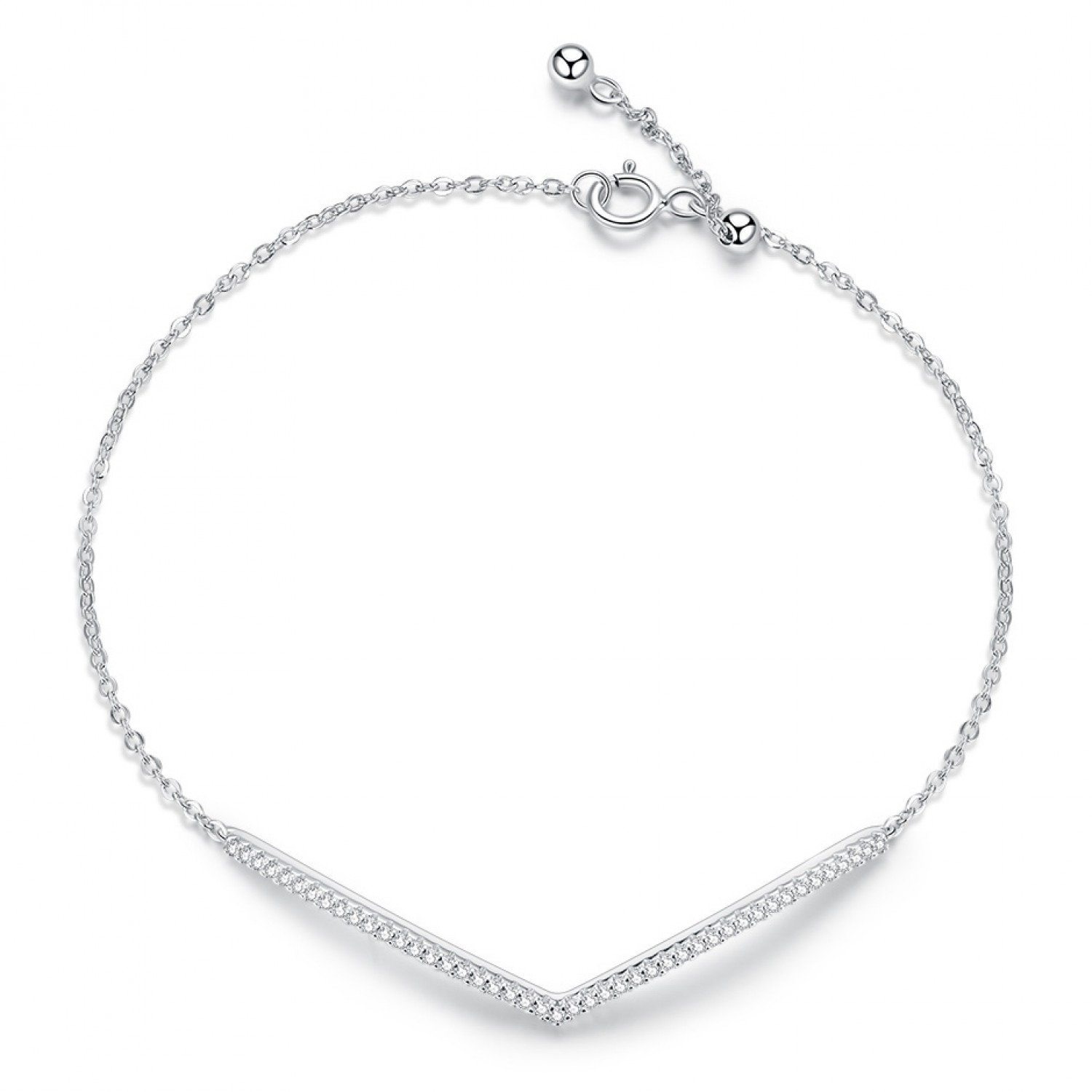 BAMOER βραχιόλι SCB137 σε σχήμα V, με κυβική ζιρκόνια, ασήμι 925, ασημί BAMOER βραχιόλι SCB137 σε σχήμα V, με κυβική ζιρκόνια, ασήμι 925, ασημί