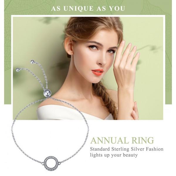 BAMOER βραχιόλι SCB030 σε σχήμα κύκλου, ασήμι 925, ασημί BAMOER βραχιόλι SCB030 σε σχήμα κύκλου, ασήμι 925, ασημί