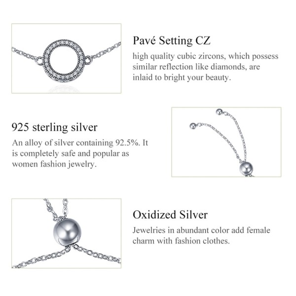 BAMOER βραχιόλι SCB030 σε σχήμα κύκλου, ασήμι 925, ασημί BAMOER βραχιόλι SCB030 σε σχήμα κύκλου, ασήμι 925, ασημί