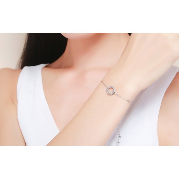 BAMOER βραχιόλι SCB030 σε σχήμα κύκλου, ασήμι 925, ασημί BAMOER βραχιόλι SCB030 σε σχήμα κύκλου, ασήμι 925, ασημί