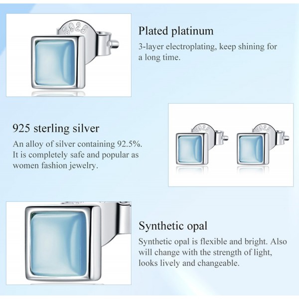 BAMOER σκουλαρίκια καρφωτά SCE1269-BU, με οπαλ πέτρα, ασήμι 925, ασημί BAMOER σκουλαρίκια καρφωτά SCE1269-BU, με οπαλ πέτρα, ασήμι 925, ασημί