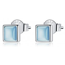 BAMOER σκουλαρίκια καρφωτά SCE1269-BU, με οπαλ πέτρα, ασήμι 925, ασημί