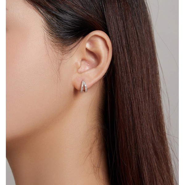 BAMOER σκουλαρίκια διπλοί κρίκοι SCE1187-A, κυβική ζιρκόνια, ασήμι 925 BAMOER σκουλαρίκια διπλοί κρίκοι SCE1187-A, κυβική ζιρκόνια, ασήμι 925