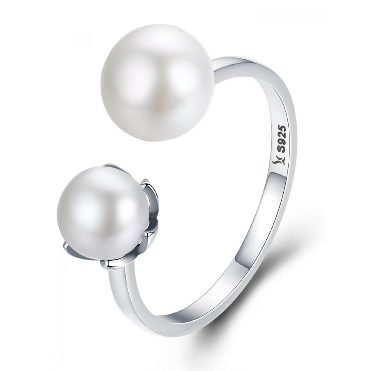 BAMOER δαχτυλίδι SCR192 με λευκές πέρλες, ανοιγόμενο, ασήμι 925, ασημί BAMOER δαχτυλίδι SCR192 με λευκές πέρλες, ανοιγόμενο, ασήμι 925, ασημί