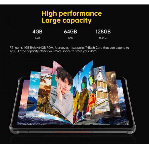 OUKITEL tablet RT1, 10.1", 4/64GB, 10000MAh, IP68/IP69K, 4G, μαύρο