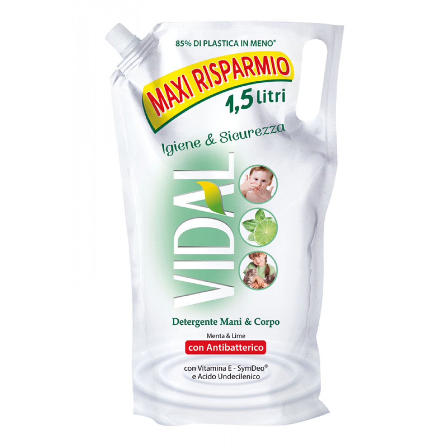 VIDAL υγρό κρεμοσάπουνο Antibacterial, με άρωμα μέντας και λάιμ, 1.5lt VIDAL υγρό κρεμοσάπουνο Antibacterial, με άρωμα μέντας και λάιμ, 1.5lt