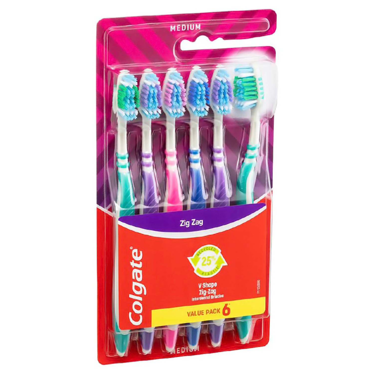 COLGATE οδοντόβουρτσα Zig Zag, medium, διάφορα χρώματα, 6τμχ COLGATE οδοντόβουρτσα Zig Zag, medium, διάφορα χρώματα, 6τμχ