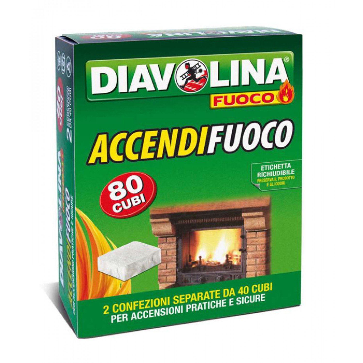 DIAVOLINA προσάναμμα σε κύβους Fuoco, 80τμχ