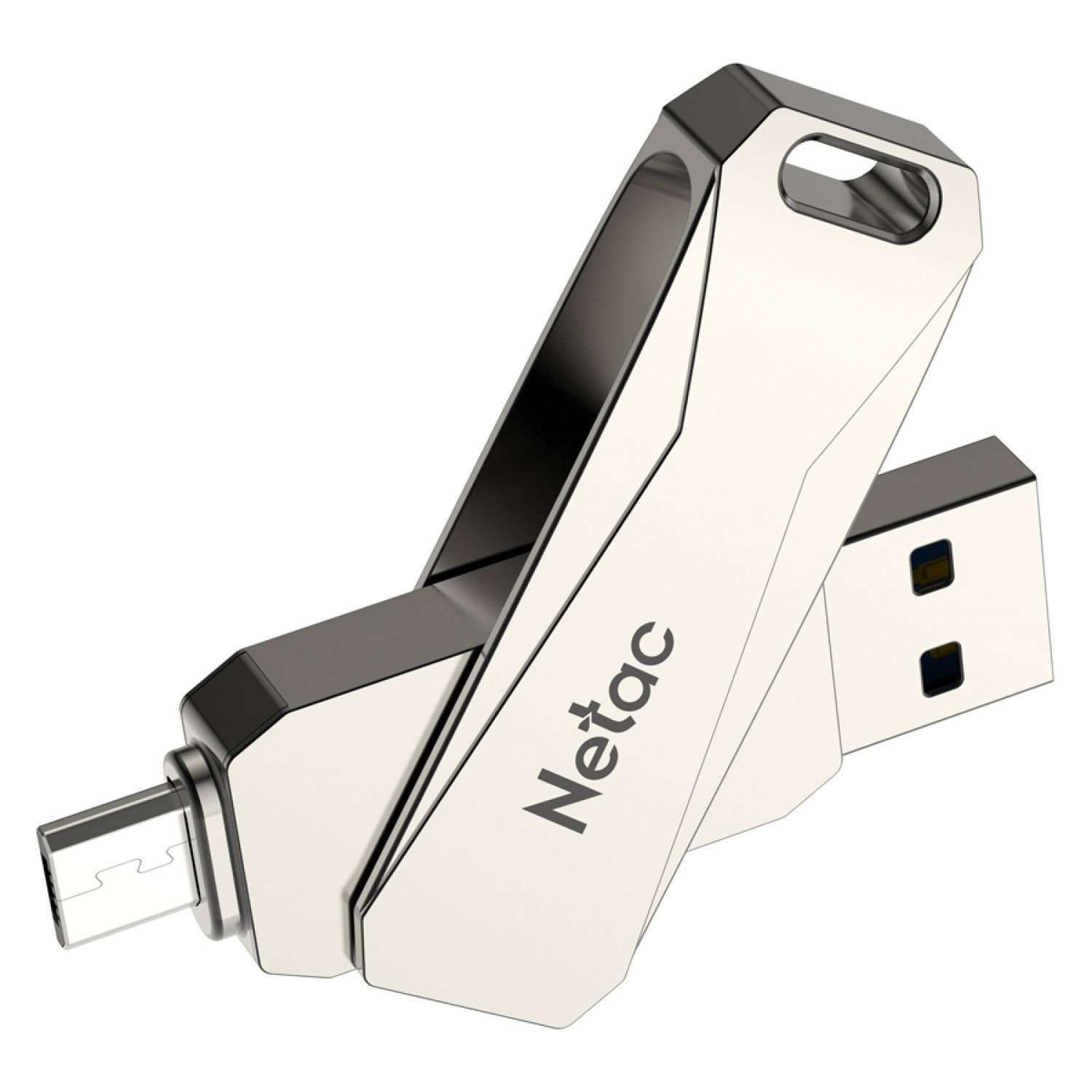 NETAC USB Flash Drive U381, 32GB, USB 3.0 & Micro USB, OTG, ασημί