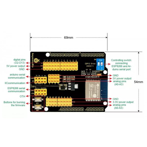 KEYESTUDIO ESP13 shield serial port module KS0366 για Arduino KEYESTUDIO ESP13 shield serial port module KS0366 για Arduino