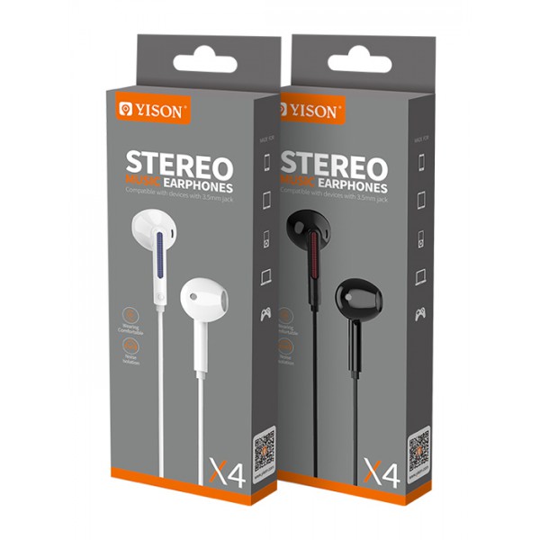 YISON earphones με μικρόφωνο X4, 3.5mm, 1.2m, λευκά YISON earphones με μικρόφωνο X4, 3.5mm, 1.2m, λευκά