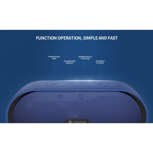 CELEBRAT φορητό ηχείο SP-2, 5W, IPX7, Bluetooth 5.0, 1200mAh, μπλε CELEBRAT φορητό ηχείο SP-2, 5W, IPX7, Bluetooth 5.0, 1200mAh, μπλε