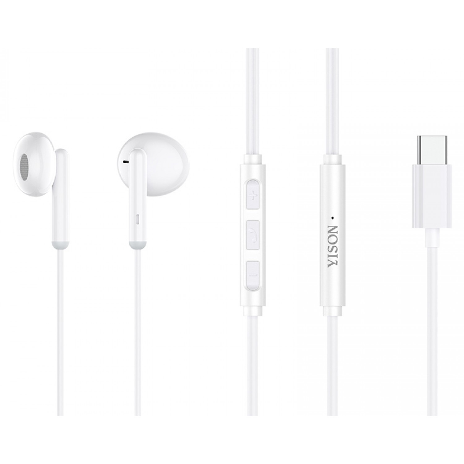YISON earphones με μικρόφωνο X3, Type-C, 1.2m, λευκά