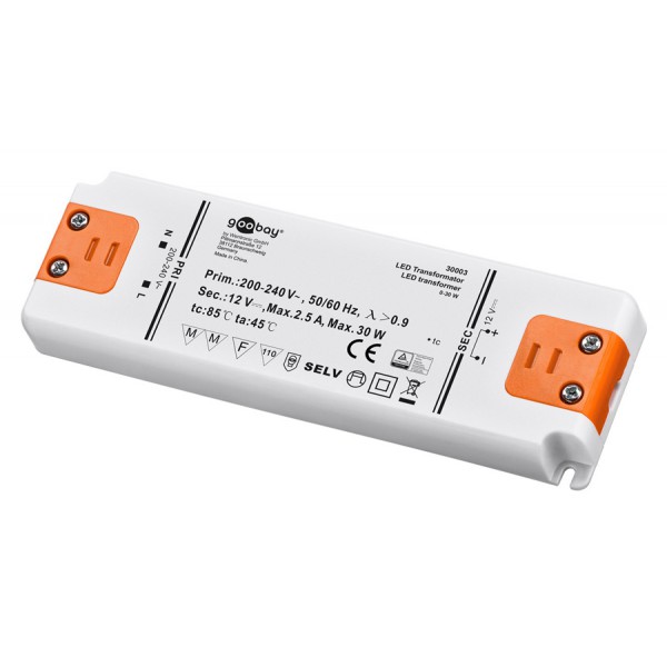 GOOBAY μετασχηματιστής LED 30003, 12V, 30W, IP20 GOOBAY μετασχηματιστής LED 30003, 12V, 30W, IP20