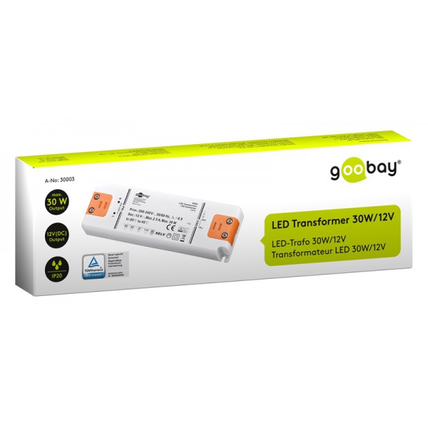 GOOBAY μετασχηματιστής LED 30003, 12V, 30W, IP20 GOOBAY μετασχηματιστής LED 30003, 12V, 30W, IP20