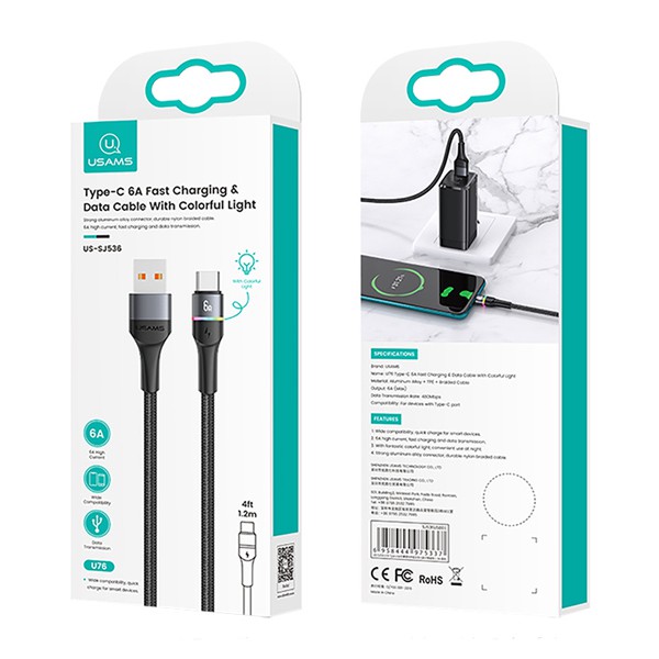 USAMS καλώδιο USB Type-C σε USB US-SJ536, 6A, 1.2m, μαύρο