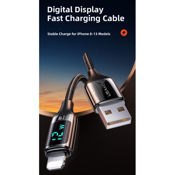 USAMS καλώδιο Lightning σε USB US-SJ543, 2.4A, 1.2m, μαύρο