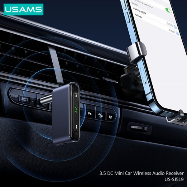 USAMS ασύρματο audio receiver US-SJ519 με μικρόφωνο, Bluetooth 5.0, γκρι USAMS ασύρματο audio receiver US-SJ519 με μικρόφωνο, Bluetooth 5.0, γκρι