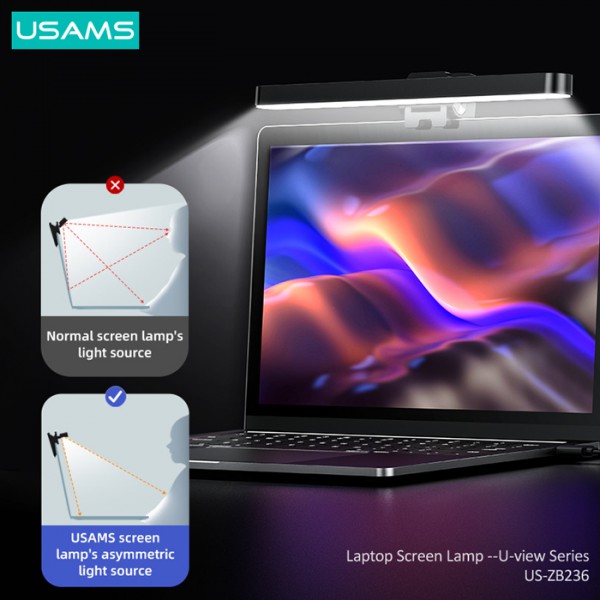 USAMS LED φωτιστικό US-ZB236 για laptop, 2W, 2800K–6000K dimmable, μαύρο