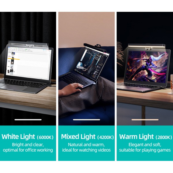 USAMS LED φωτιστικό US-ZB236 για laptop, 2W, 2800K–6000K dimmable, μαύρο